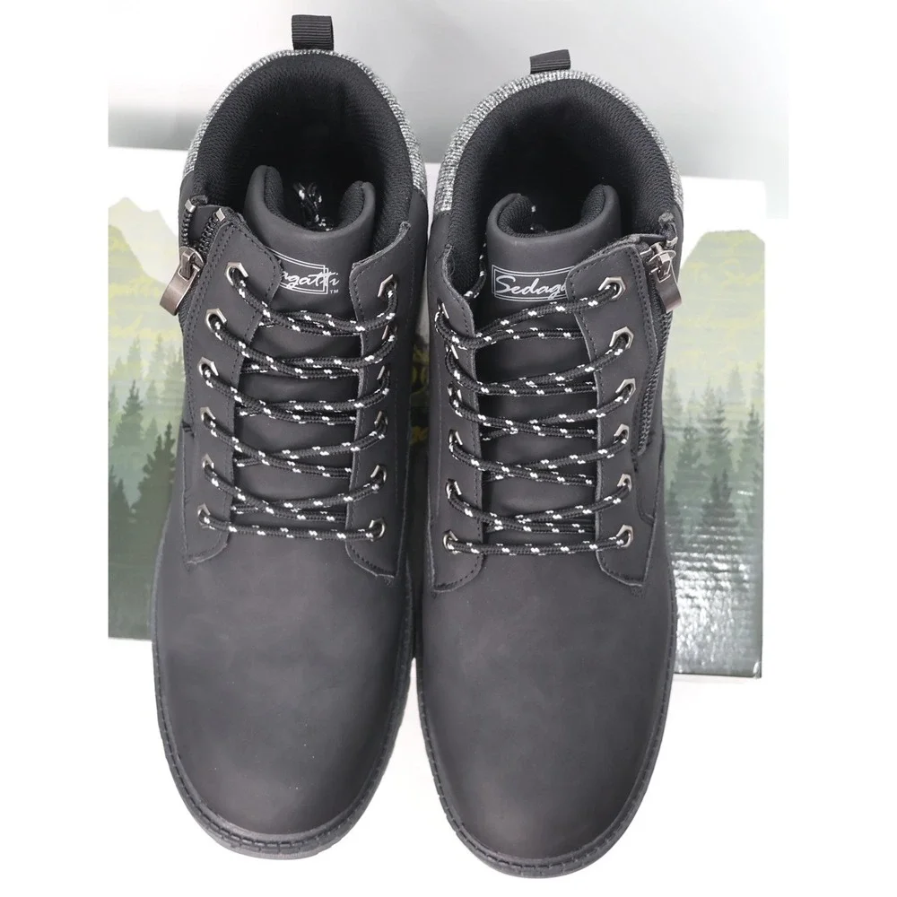 Sedagatti Ankle Boots Mens Size 12 Black New Side Zip Lace Up SED401M Rugged
